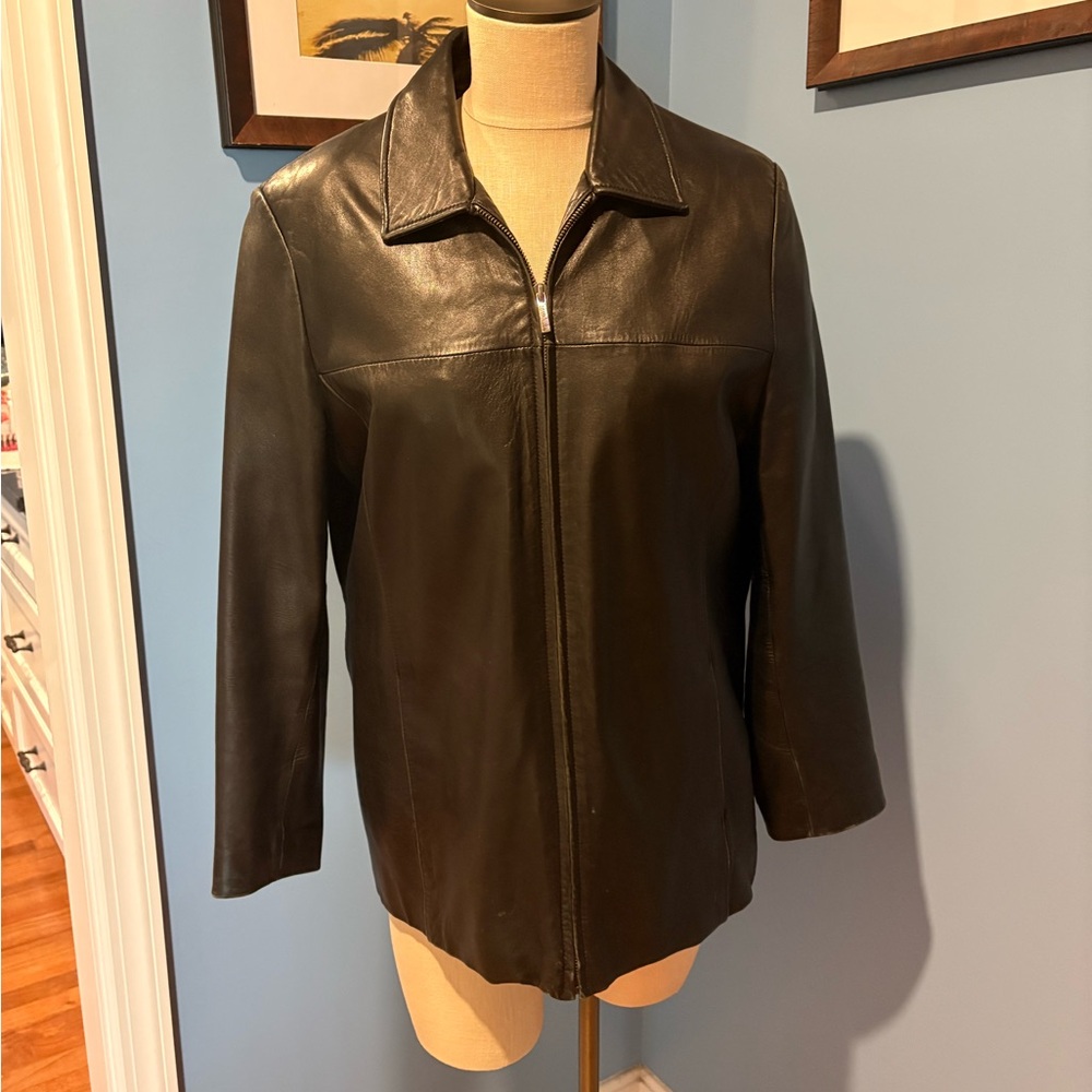 Wilsons Leather Black Leather Zip-Front Jacket